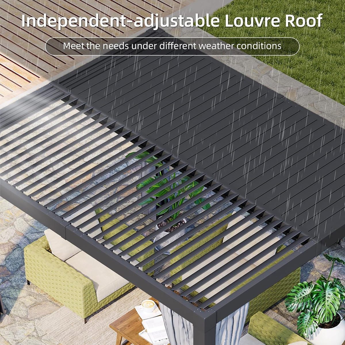 Aoxun 12' x 16' Louvered Pergola