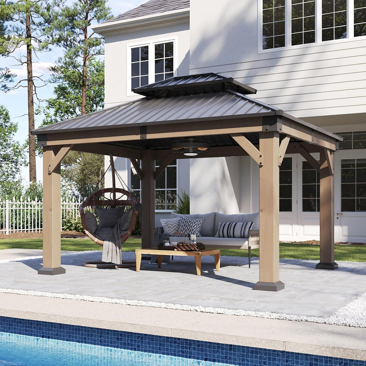 Aoxun 10' x 12' Wood Gazebo