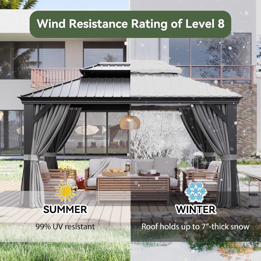 Aoxun 12' x 16' Hardtop Gazebo