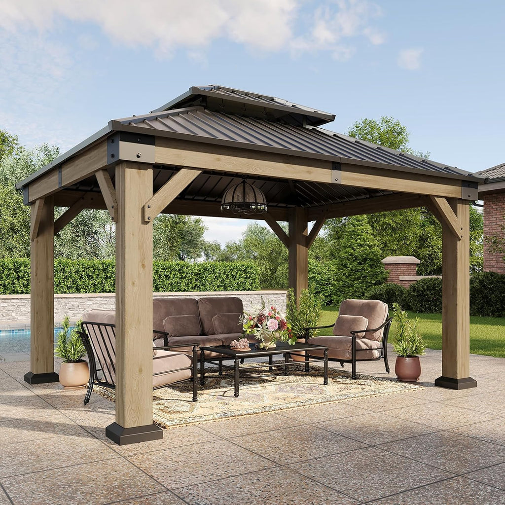 Aoxun 10' x 12' Wood Gazebo