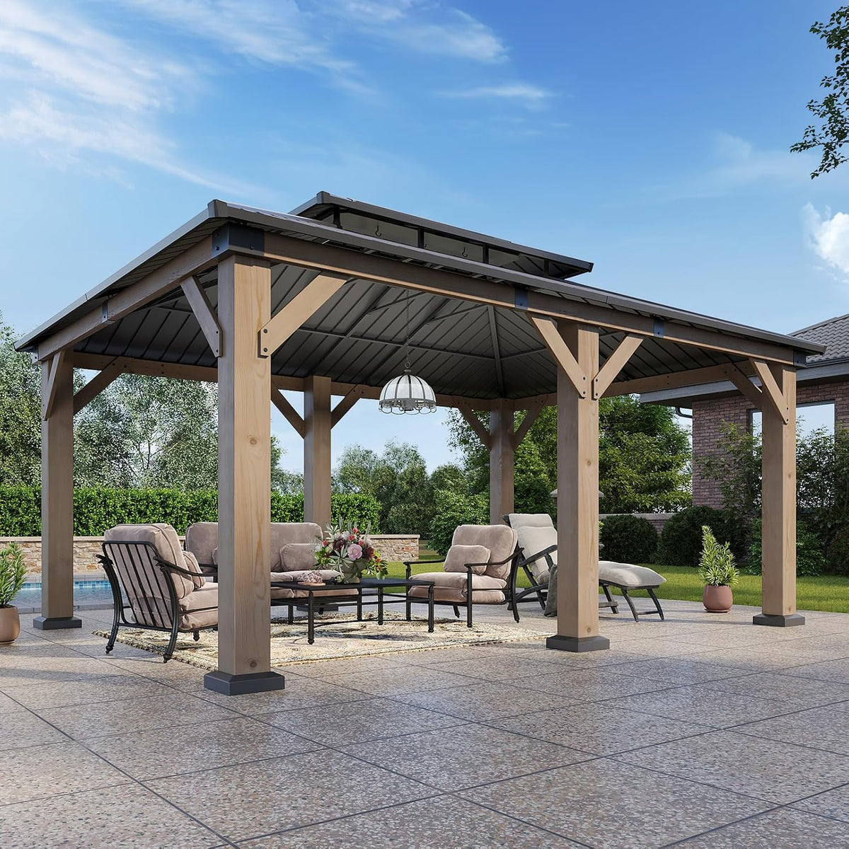 Aoxun 10' x 12' Wood Gazebo