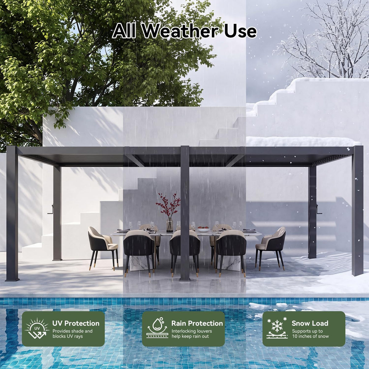 Aoxun 10' x 20' Louvered Pergola