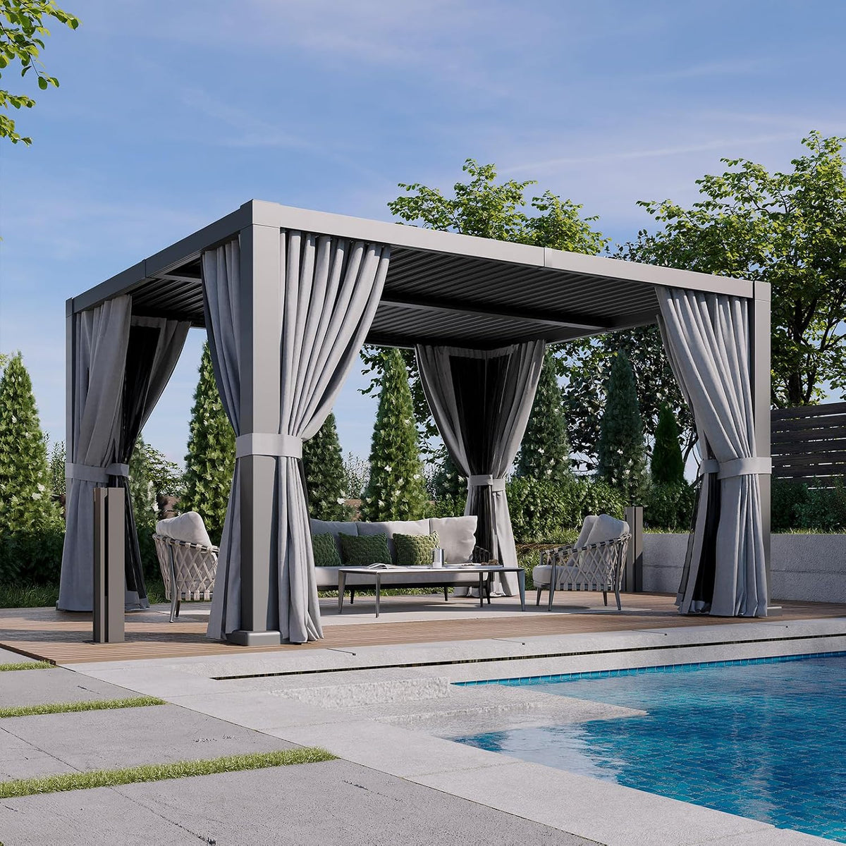 Aoxun 12' x 16' Louvered Pergola