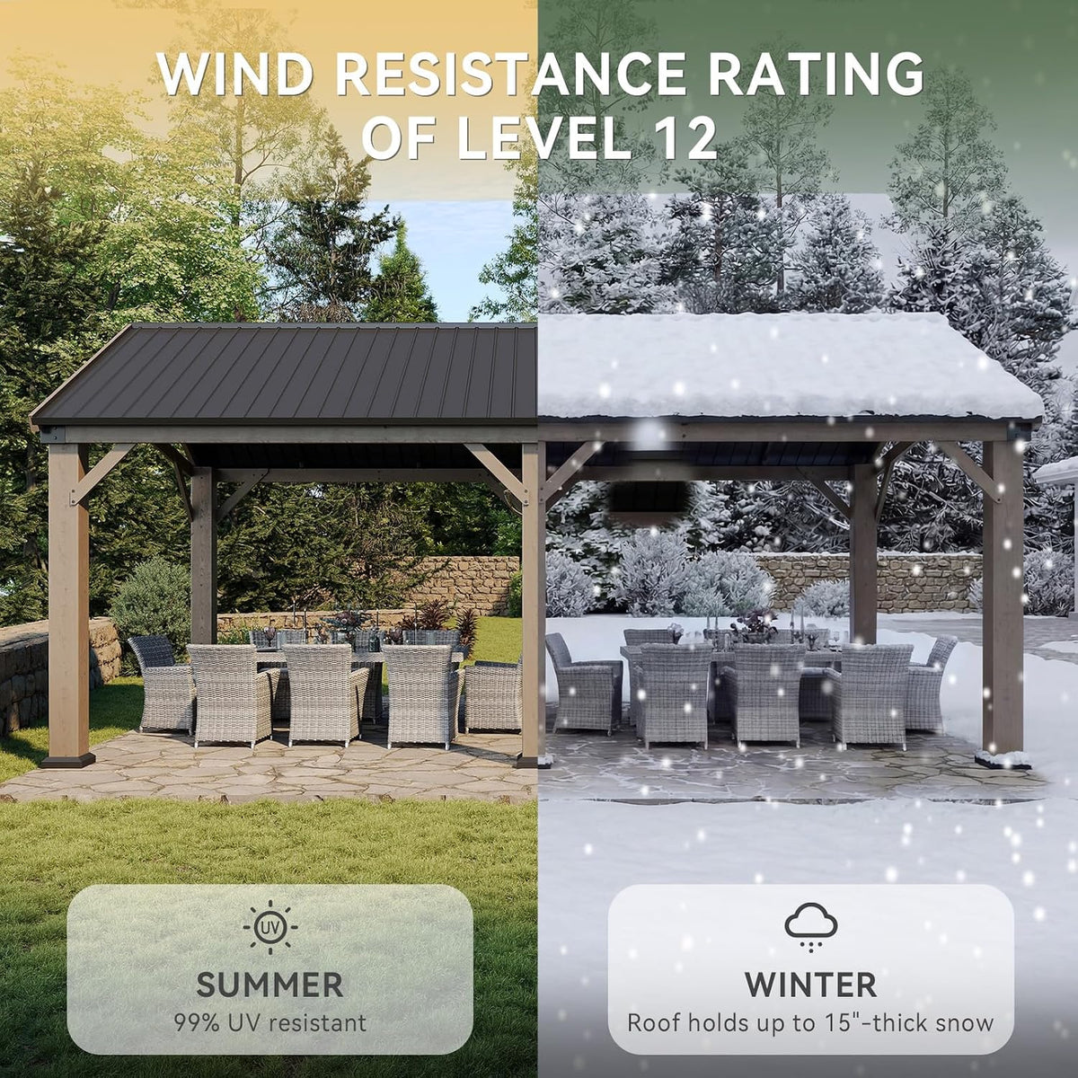 Aoxun 12' x 20' Wood Gazebo
