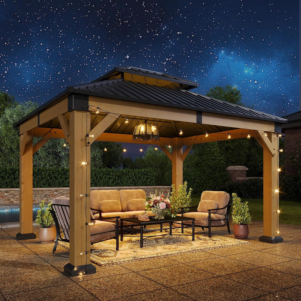 Aoxun 10' x 12' Wood Gazebo