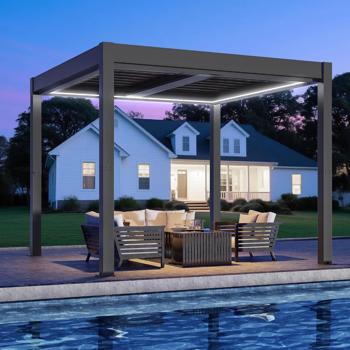 Greesum 10' x 10' Motorized Louvered Pergola