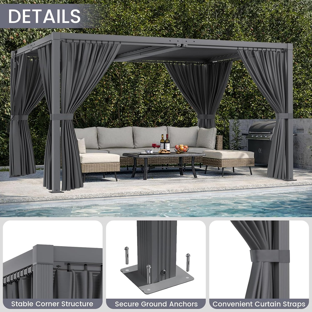 ADRERIC 10' x 13' Louvered Pergola