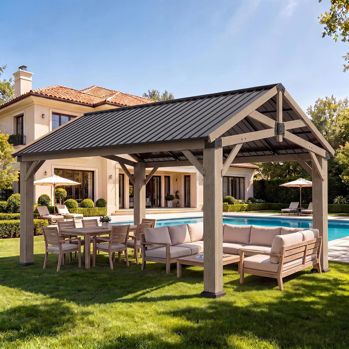 Aoxun 12' x 20' Wood Gazebo