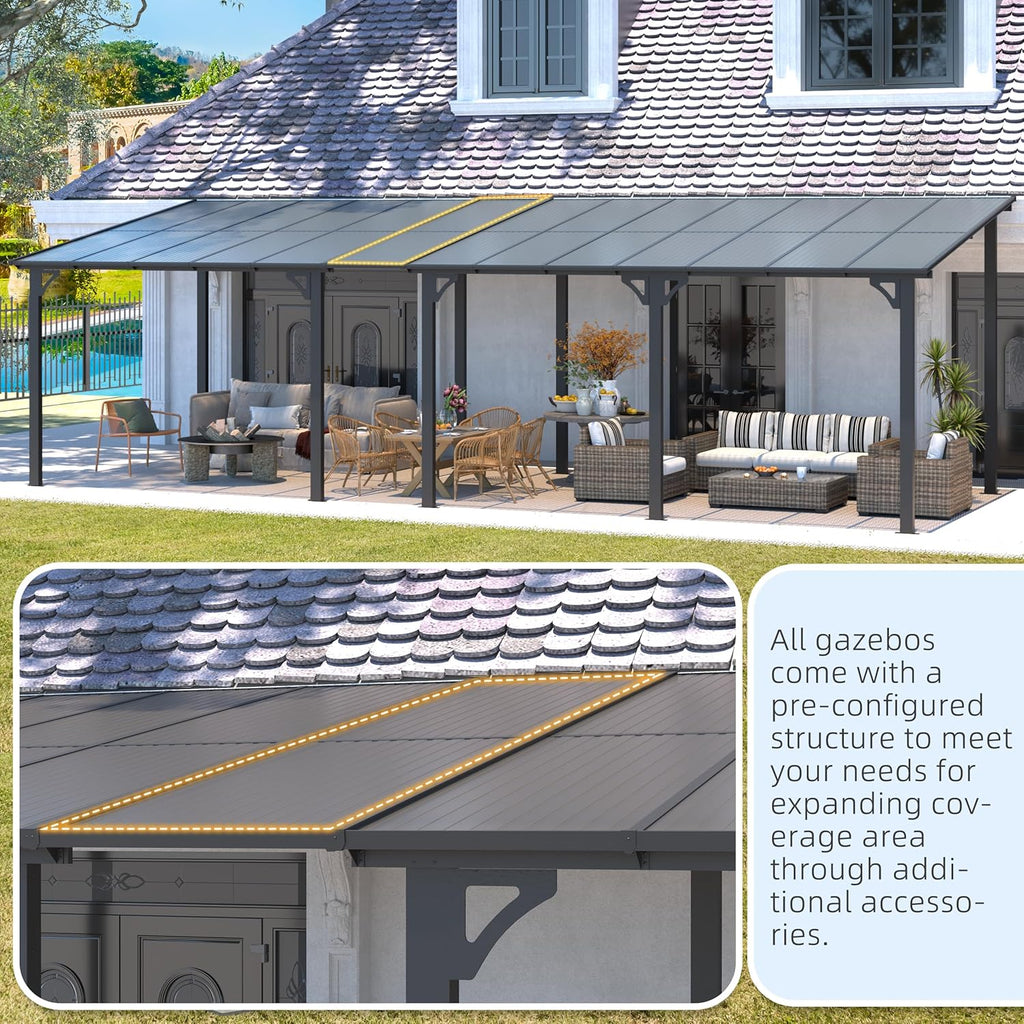 AECOJOY 20' x 8' Lean-to Gazebo