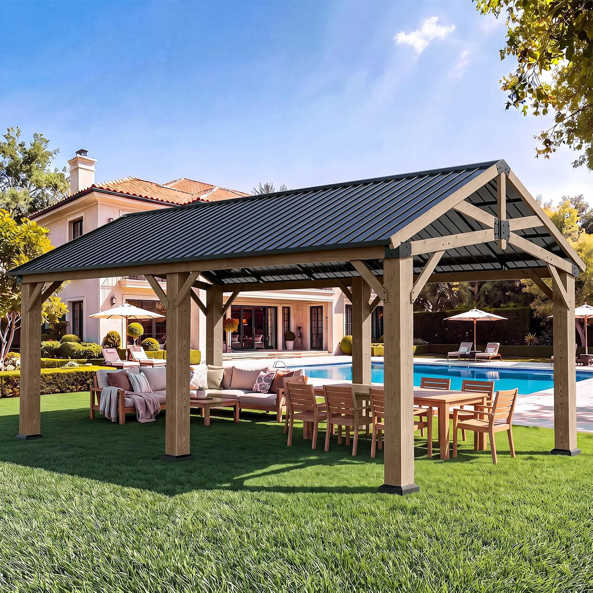 Aoxun 12' x 20' Wood Gazebo