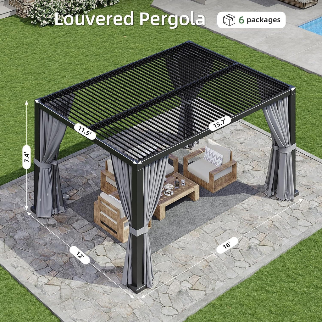 Aoxun 12' x 16' Louvered Pergola